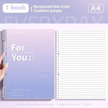 Removable coil gradient notepad in green, blue, pink, or purple with PP cover and wood-free paper