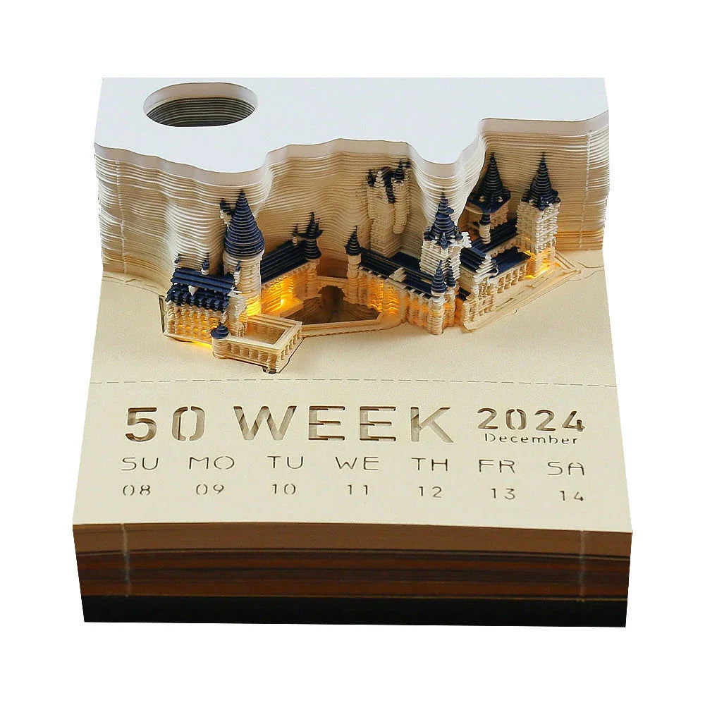 Enchanting 3D paper carving calendar notepad with intricate designs and practical features for everyday use