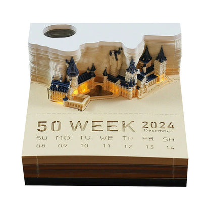Enchanting 3D paper carving calendar notepad with intricate designs and practical features for everyday use