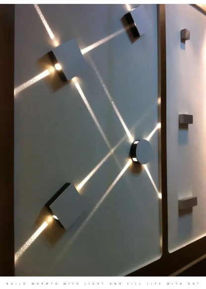 Modern square and round LED aluminium wall light with contemporary Chinese style design