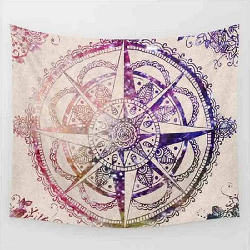 Vibrant elephant mandala tapestry with 3D digital printing for wall decor