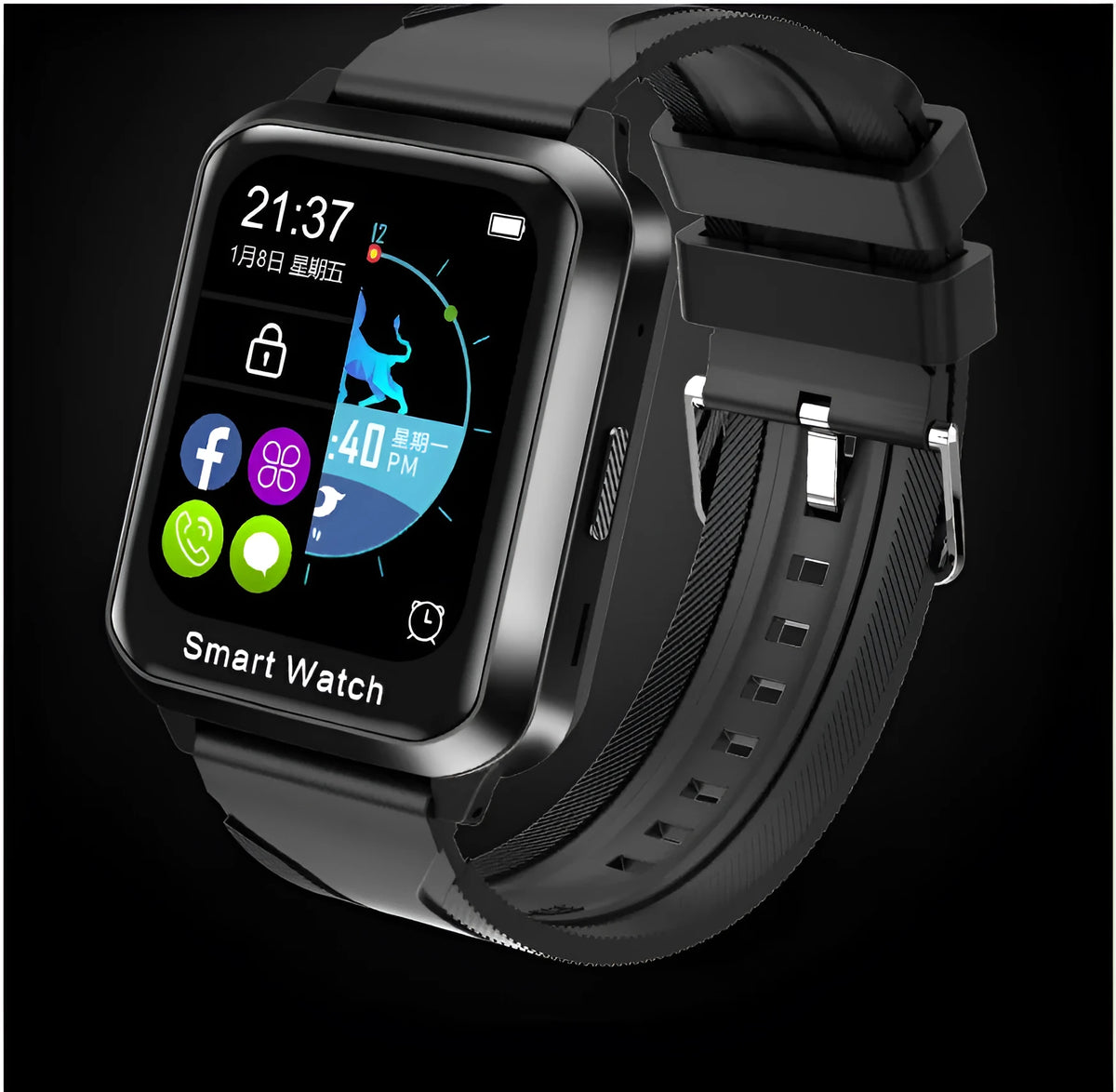Black smart bracelet with 1.78-inch split screen display showing password lock screen interface