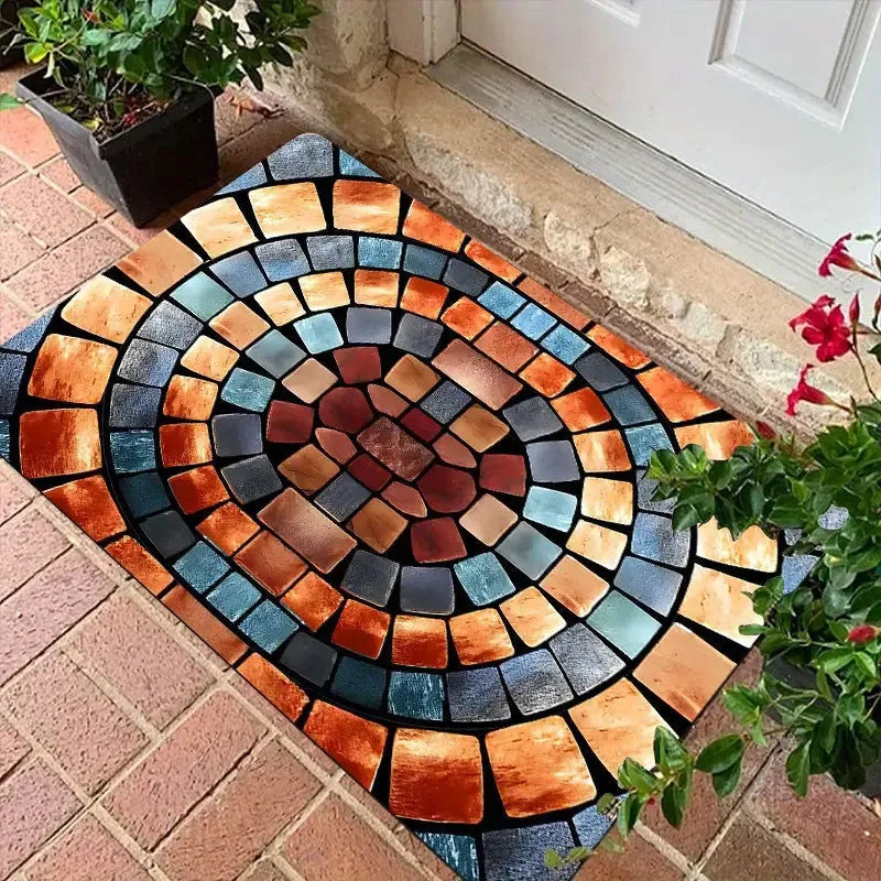 3D effect crystal velvet bathroom mat, non-slip absorbent square floor rug in geometric abstract print, 40x60cm to 80x120cm