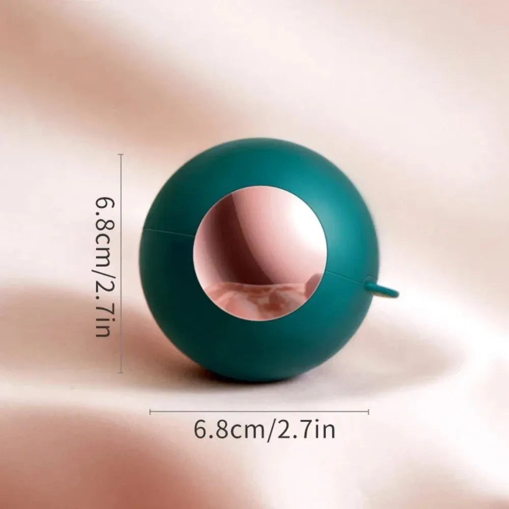 Washable reusable lint roller ball with handle for removing pet hair from fabrics.