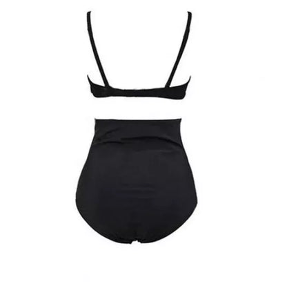 Black retro high waist bikini swimsuit with adjustable straps
