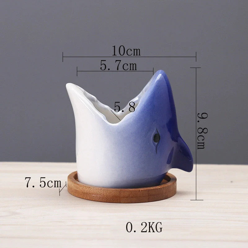 Creative cartoon ceramic succulent pot with drainage hole for healthy plant growth