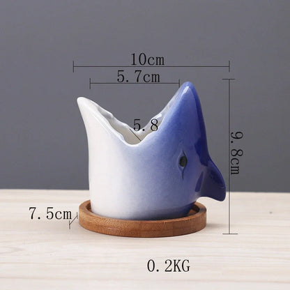 Creative cartoon ceramic succulent pot with drainage hole for healthy plant growth
