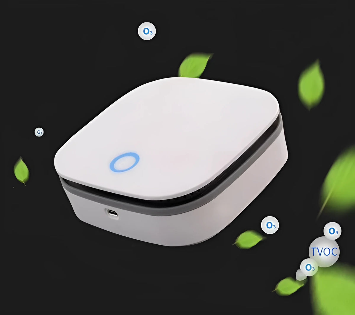 White USB-powered car air purifier for small spaces under 10 square metres.