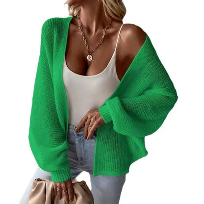 Polyester batwing sleeve cardigan in solid colour with loose fit styling