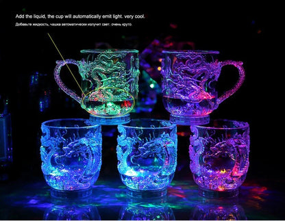 Enchanting color-changing illuminated wine glass with built-in LED module for mesmerizing glow