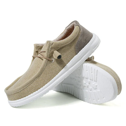 Green and orange men's canvas casual shoes with a coloured mosaic spliced pattern and round toe.