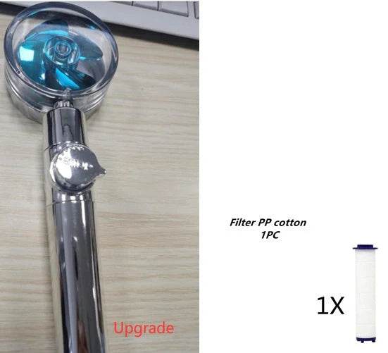 Turbo Propeller Shower Head with 360° fan extension and holder for a luxurious shower experience