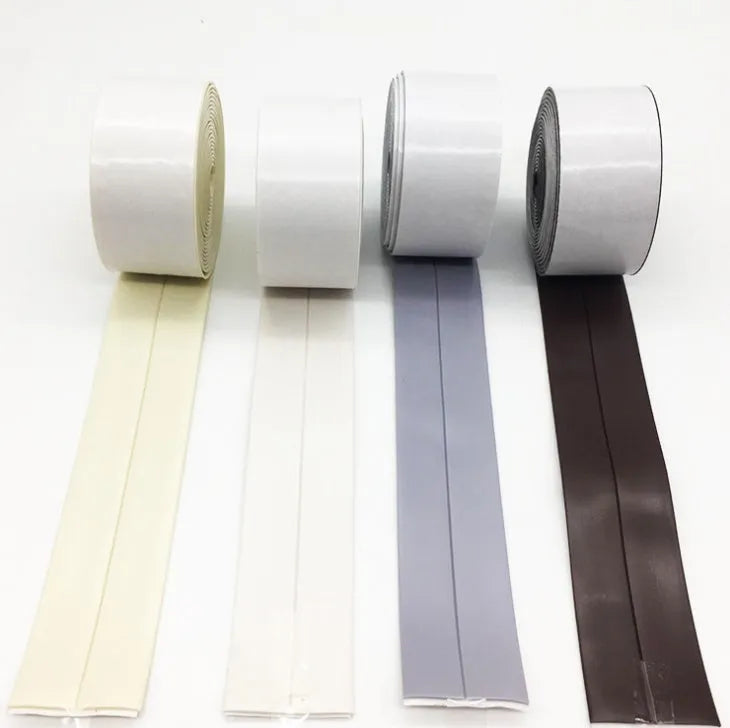 Waterproof and Mildewproof Tape Wall Corner Protection Strip - Flexible PVC Film Wall Corner Joint Anti-collision Sticker - 3.8cm Wide x 3.2m Long - Porcelain White, Beige, Gray, or Chocolate