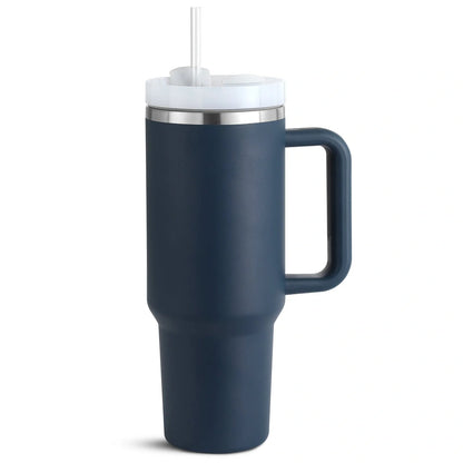 40oz stainless steel straw coffee mug with handle, ideal for travel