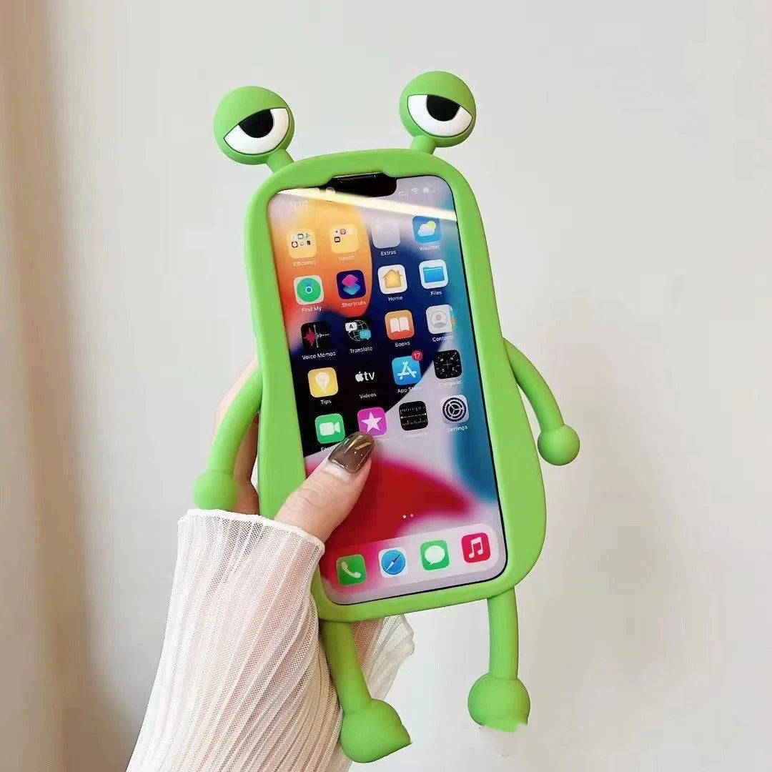 Cartoon Cute Shockproof Bumper Cover for iPhone with 3D frog design