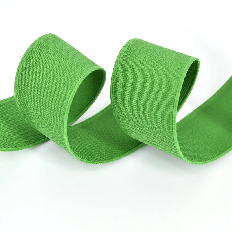 5cm wide fashion colour rubber elastic band in ten colour options on a white background