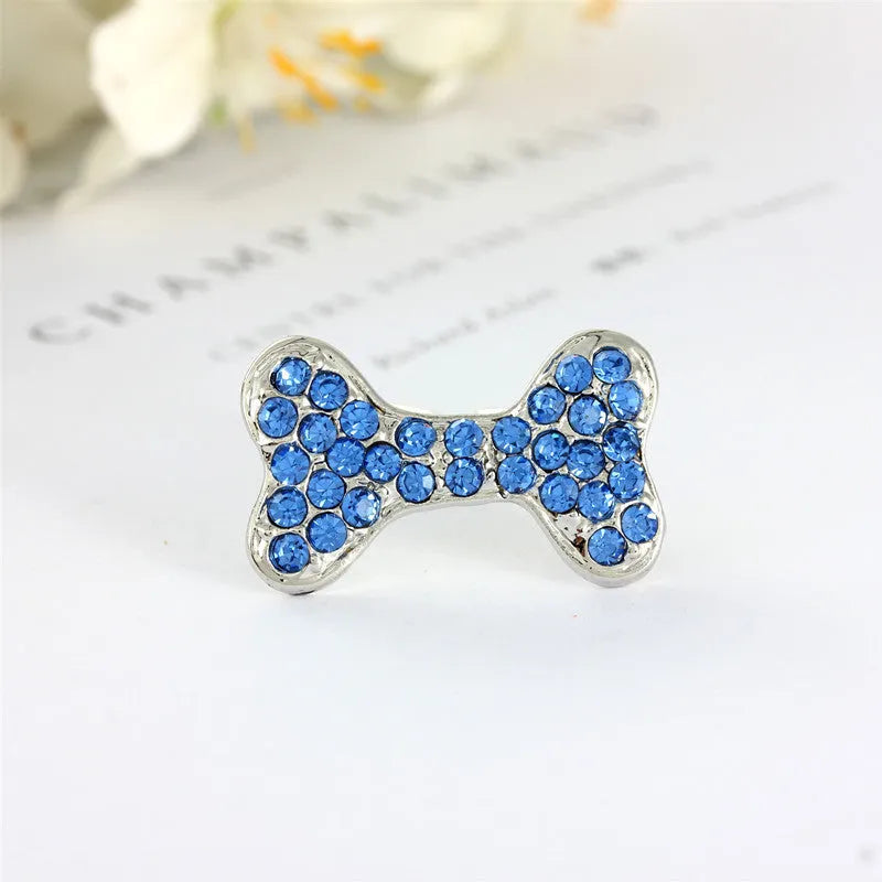 Dog bone hair clip with rhinestone decoration in multiple colours including pink, blue, red, purple, and white made from alloy metal for hair accessories and headdress wear