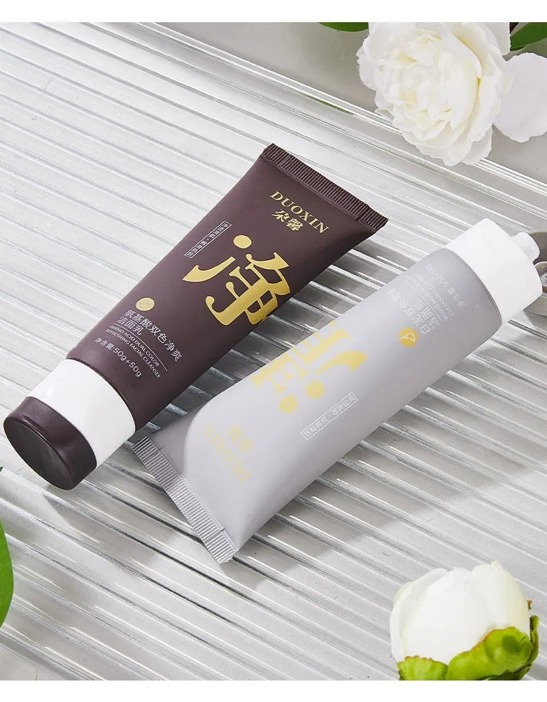 Amino acid and white clay facial cleanser tube for oily, neutral and dry skin types