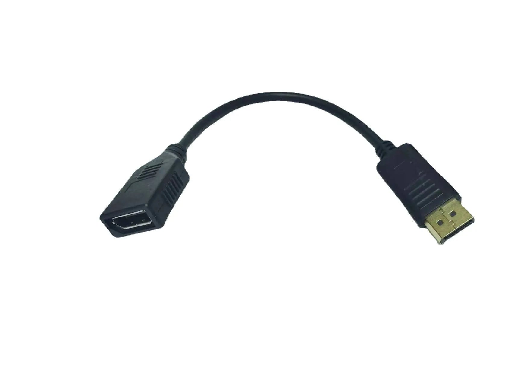 Black DisplayPort DP male to female extension cable approximately 10cm long