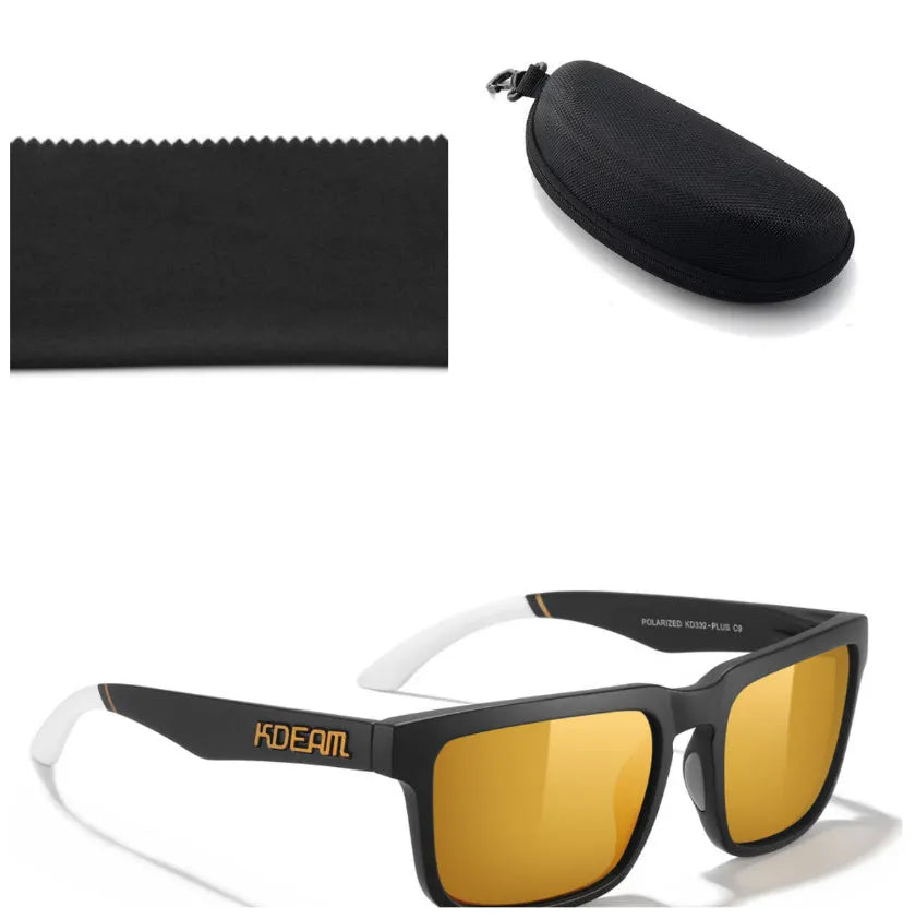 Square polarised sunglasses with TAC lenses and PC frames in multiple colour options.