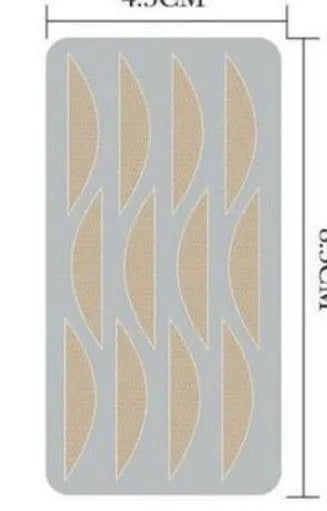 Box of no glue eyelid stickers in non-woven fabric, showing L, M, and S size options.