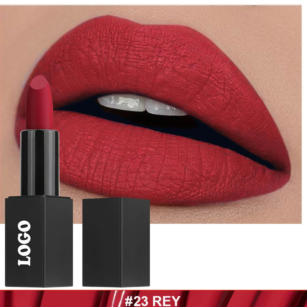 Beauty Does Not Fade waterproof matte lipstick in standard case with anti-discoloration technology