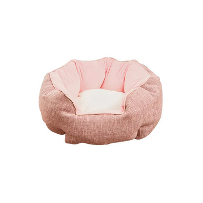 Octagonal fabric pet bed for small dogs and cats with a removable centre mat