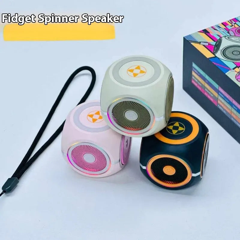 Rotating gyro bass Bluetooth speaker in black, pink or green, 53x51x51mm, with USB cable