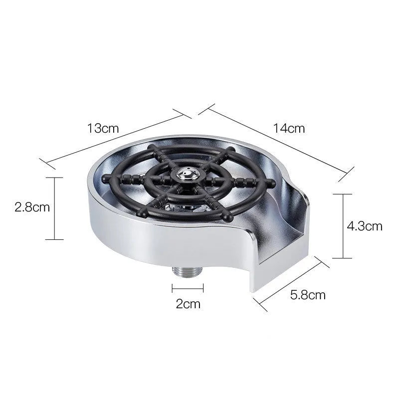 Automatic cup washer faucet with high-pressure spray nozzle for bar and kitchen counters.