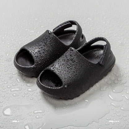 Children's summer non-slip sandals with Velcro closure in dark green and black