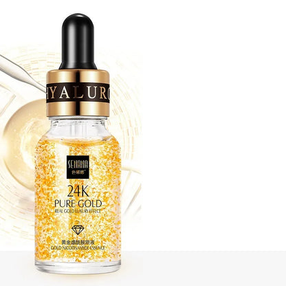 24K gold nicotinamide anti-ageing face serum gel in 15ml, 50ml and 100ml sizes