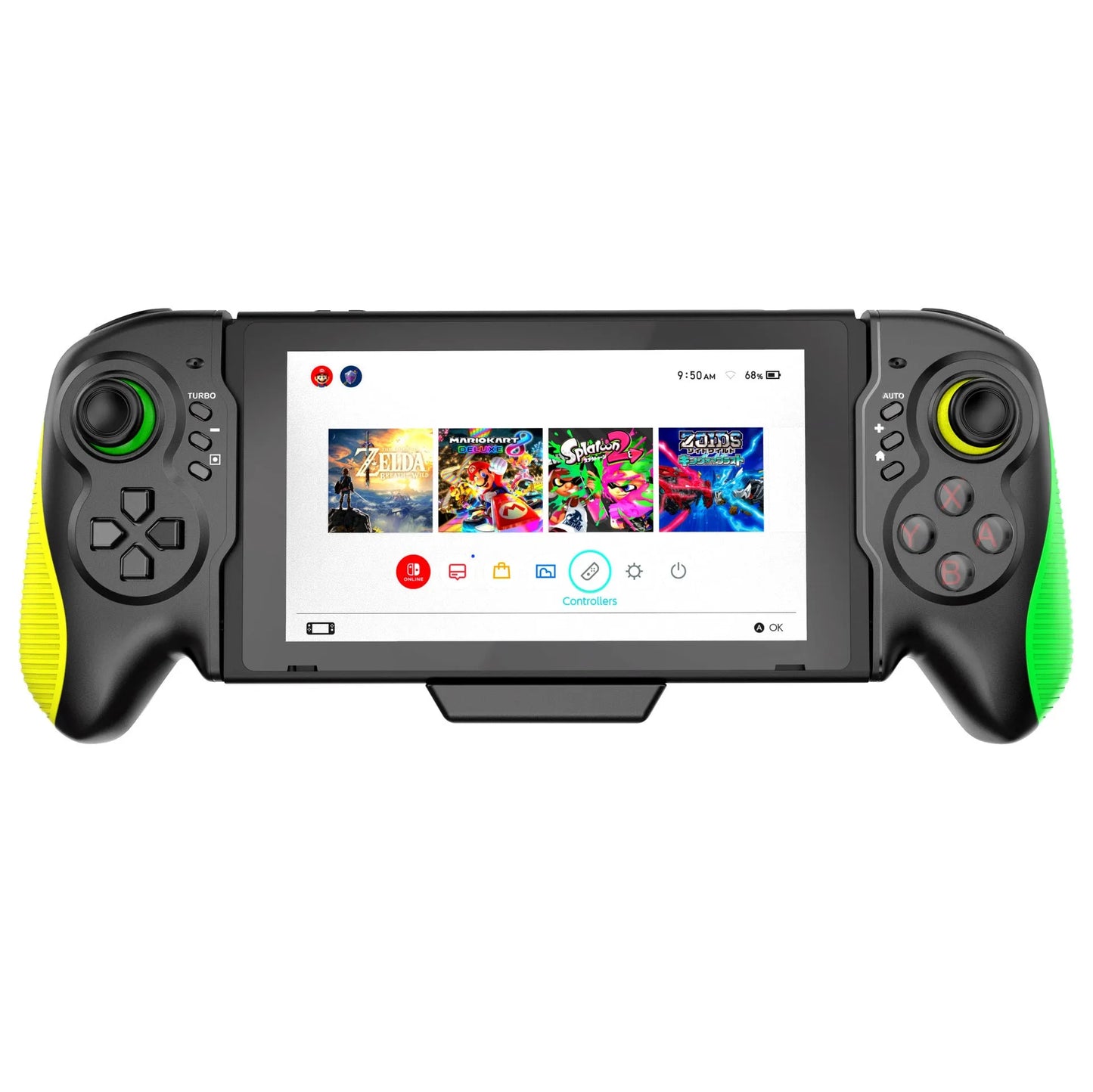 Yellow-green game controller with somatosensory function for Switch and PC gaming