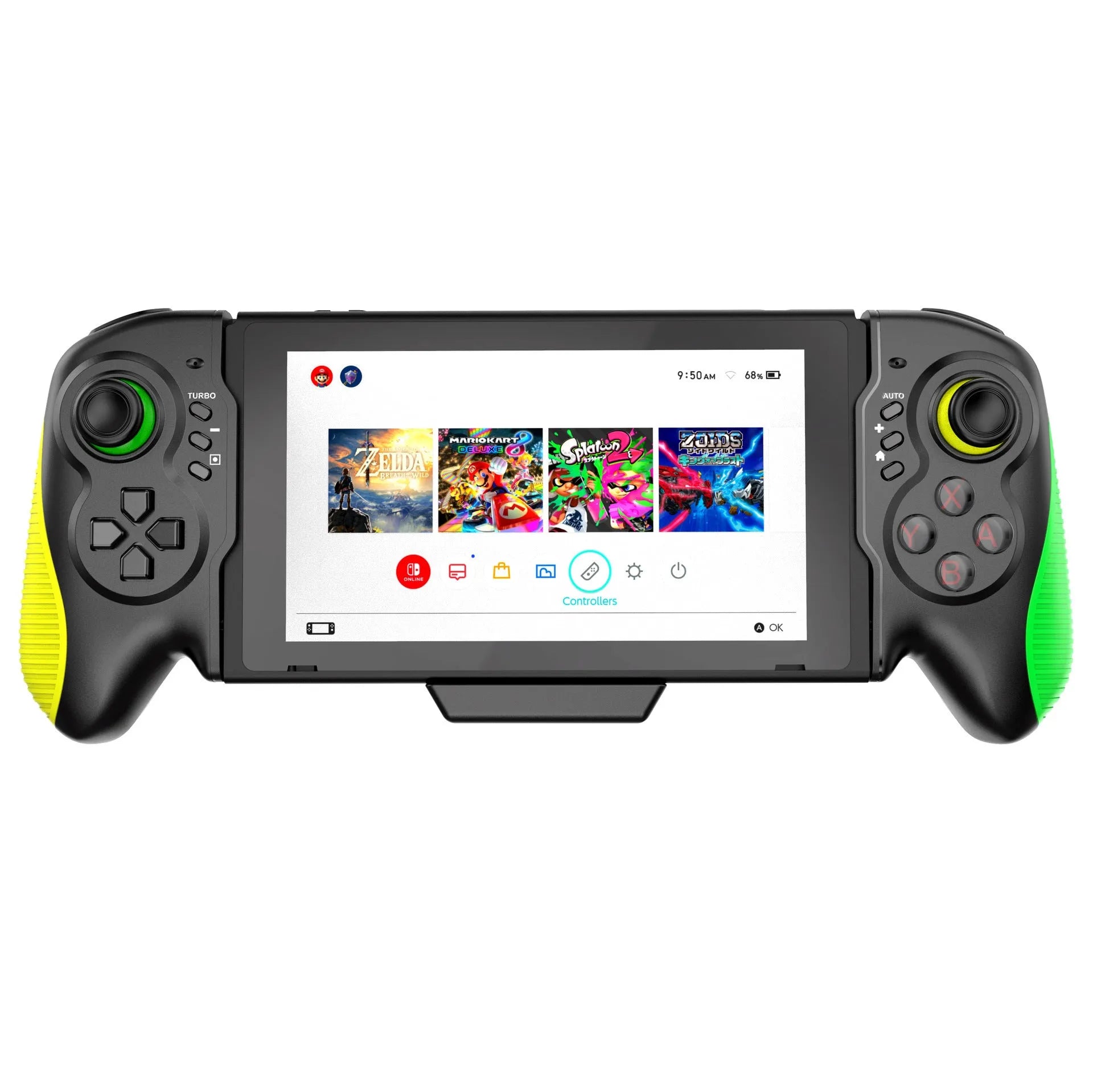 Yellow-green game controller with somatosensory function for Switch and PC gaming