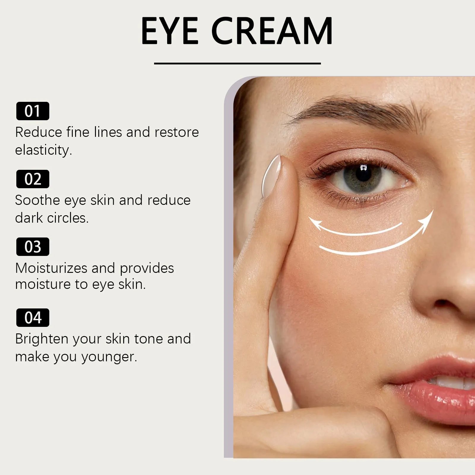 White jar of collagen and hyaluronic acid eye cream, 20g net weight.