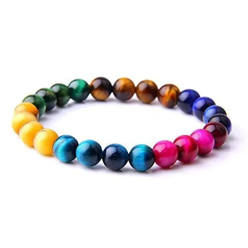 Handcrafted natural stone alloy bracelet showing tiger eye and agate components in 6cm size