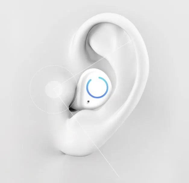 True wireless in-ear stereo headset M18 with Bluetooth 5.0, black or white colour, featuring a 10-metre transmission radius, 160+ hour standby time, and compact charging case