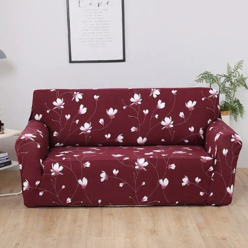 Elastic sofa cover in navy blue with high-density fabric for stain protection