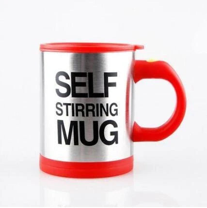Self-stirring magnetic mug in stainless steel with food-grade PP plastic lid