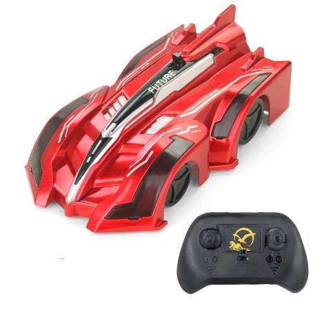 RC Wall Climbing Car defying gravity on a ceiling with LED lights on