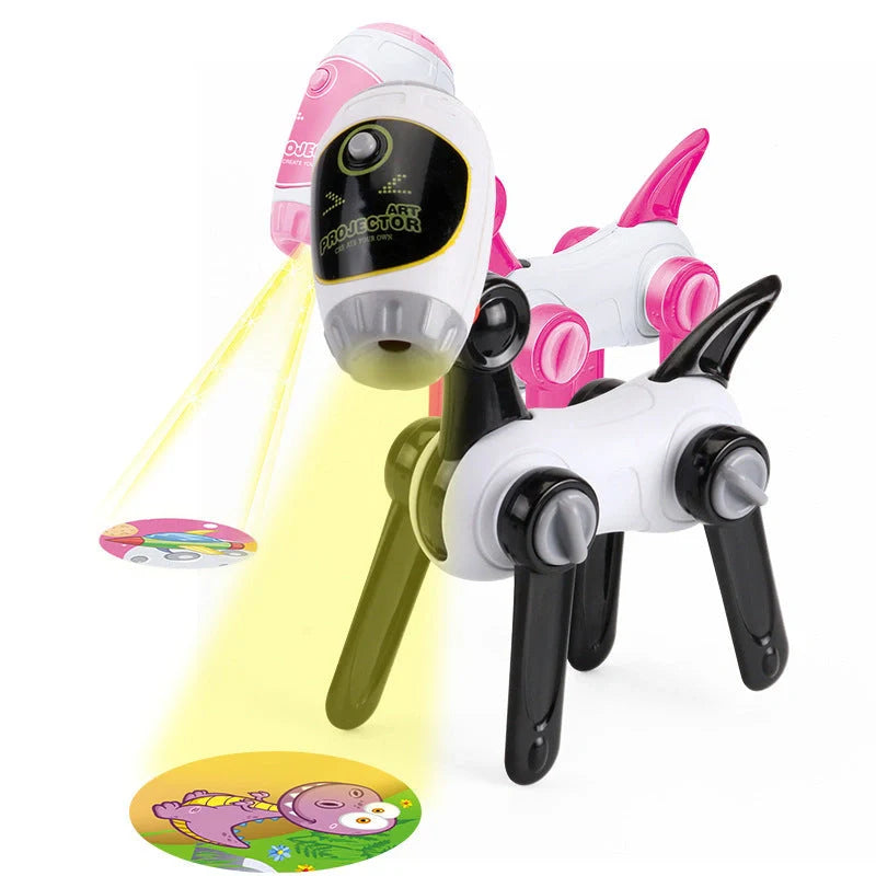 Kids using the Smart Projection Painting Toy to create colourful art