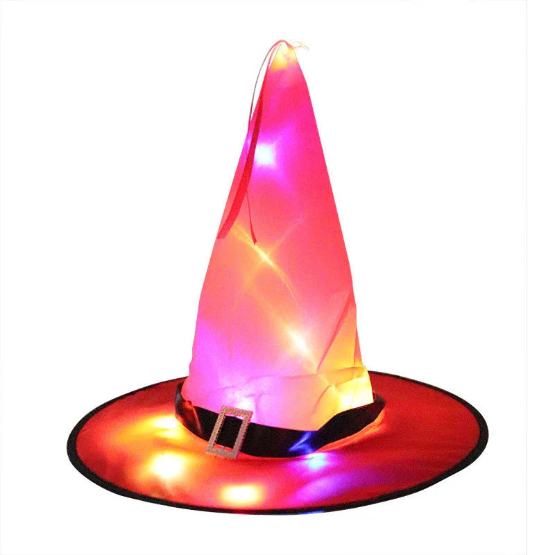 Glowing Halloween Witch Hat with LED Lights - Fun Costume Accessory for Kids' Parties
