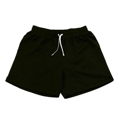 Men's black mesh athletic shorts with quick-dry fabric for running and fitness training