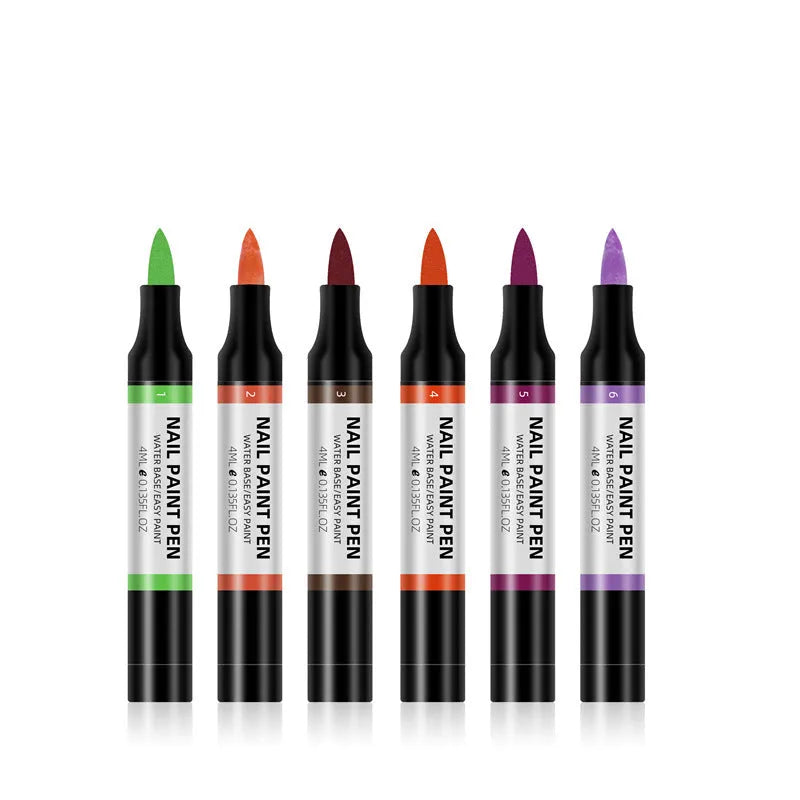 24 colour water-based nail polish painting pens for 3D nail art and flower designs