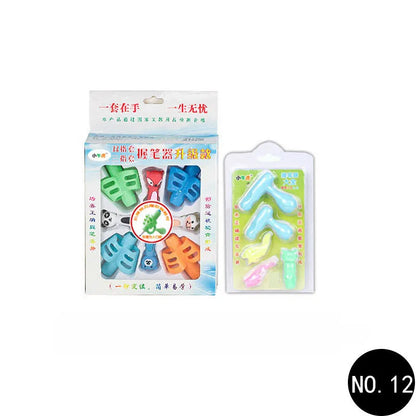 Cartoon-designed soft rubber pen holder for children to correct writing posture