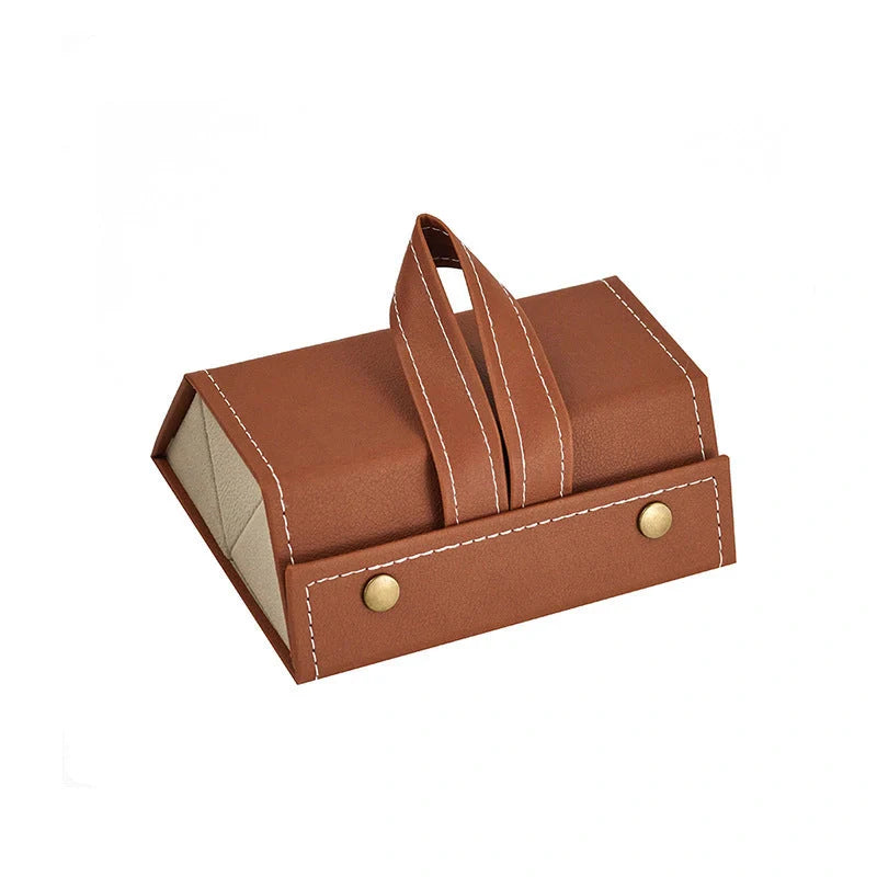 Foldable PU leather sunglasses and eyeglasses travel organiser case in black and brown