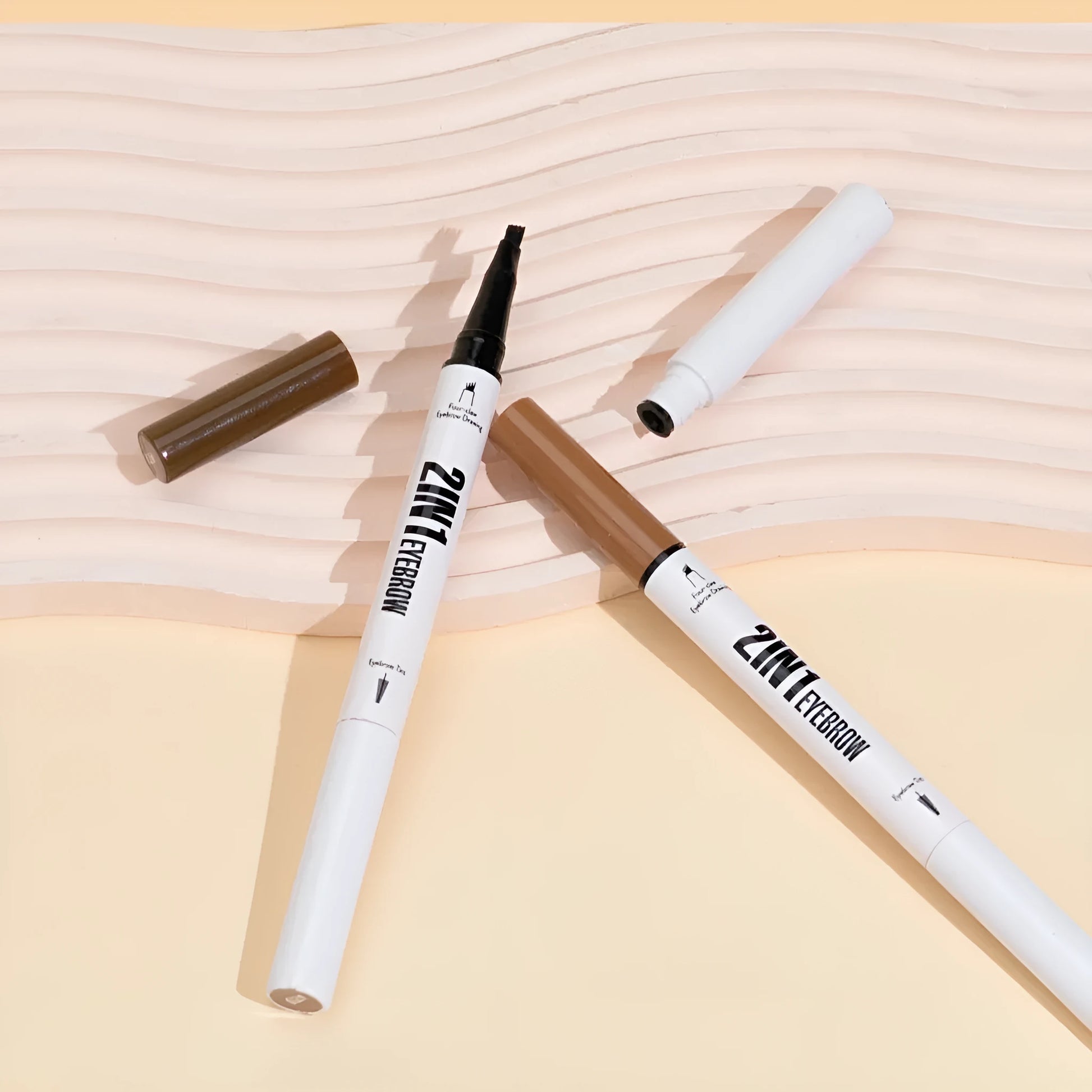 Two-in-one waterproof sweat-resistant eyebrow cream in multiple shades including brown and black