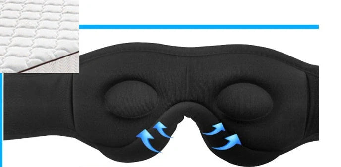 3D Bluetooth 5.0 Sleep Headphones Eyemask with ultra-thin stereo speakers in black