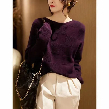 Seamless loose knit pullover jumper in green, orange, coffee, purple or black, sizes S to XL