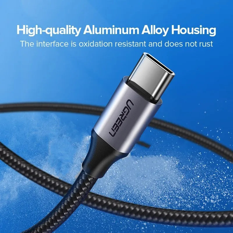 UGREEN USB Type-C Cable with Nylon Braid and Alloy Connector for Samsung S10 Fast Charging 3A Current Available in 0.25m to 3m Lengths