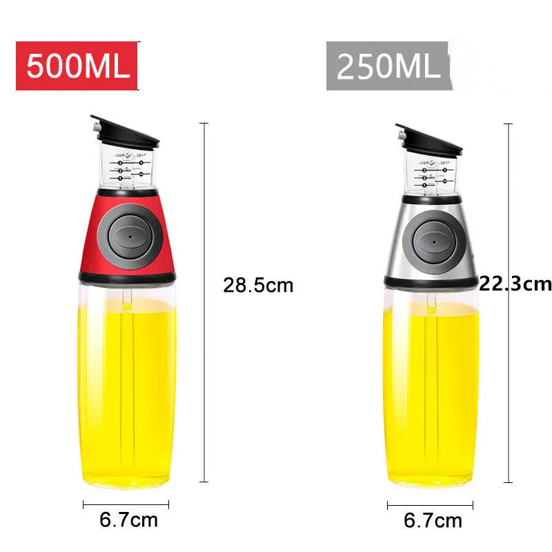 500ml clear glass oil bottle with 28.5cm height and square base for kitchen condiment storage